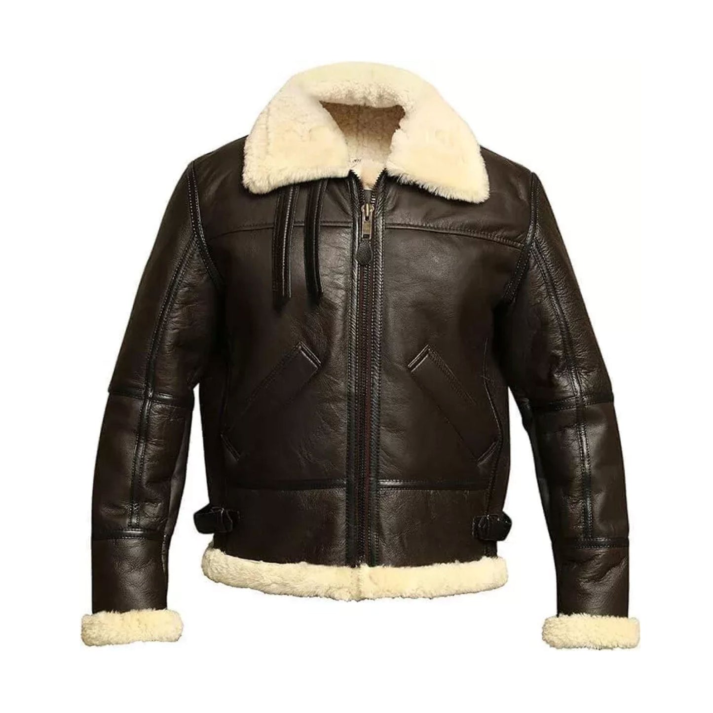 RIDIX MEN'S B3 RAF AVIATOR SHEEP SKIN LEATHER BOMBER WINTER FLYING PILOT JACKET COAT