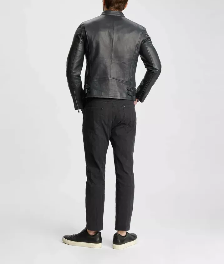 RIDIX Men Black Leather Jacket Pure Lambskin Biker Moto Racer Soft Leather Jacket New