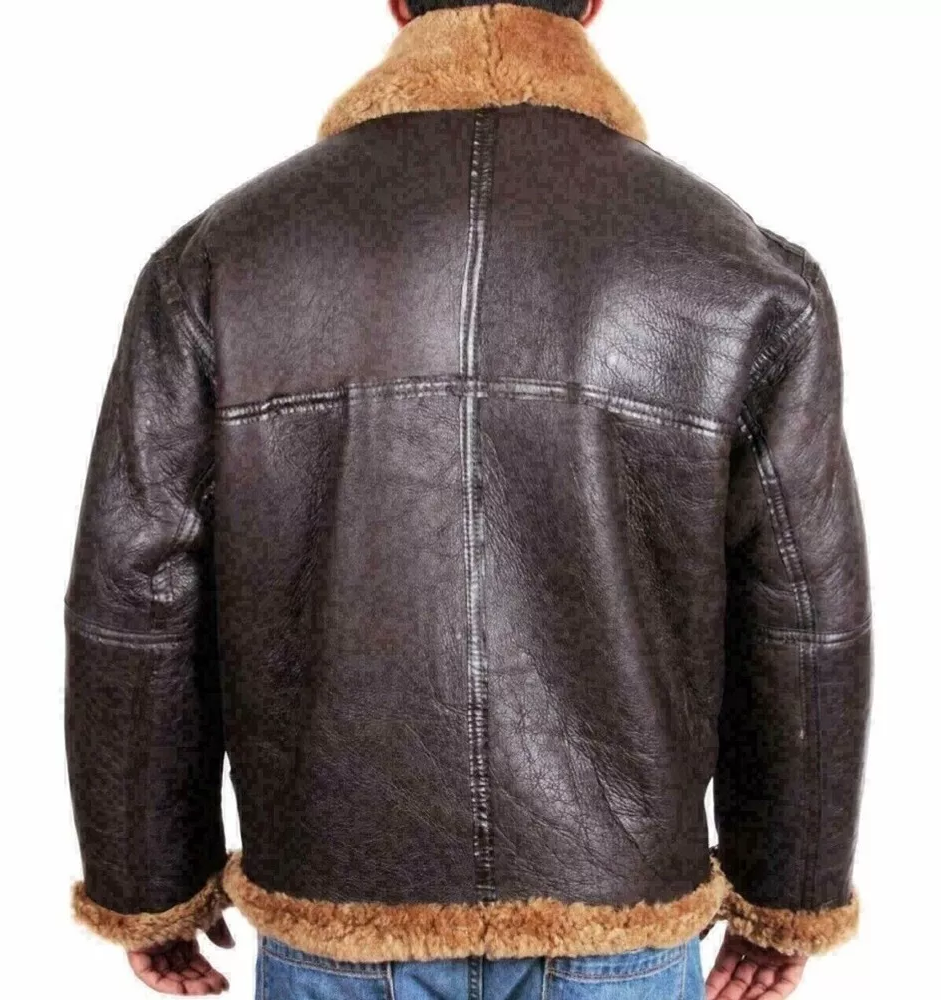 RIDIX Men's Real Sheep Leather Bomber Fur Jacket RAF Aviator Pilot Flying Winter Coat
