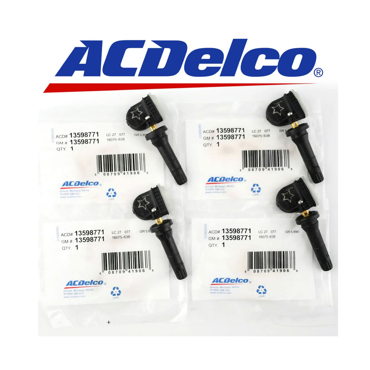 ACDelco GM Original Equipment 13598771 Tire Pressure Monitoring System (TPMS) Senso Set of 4