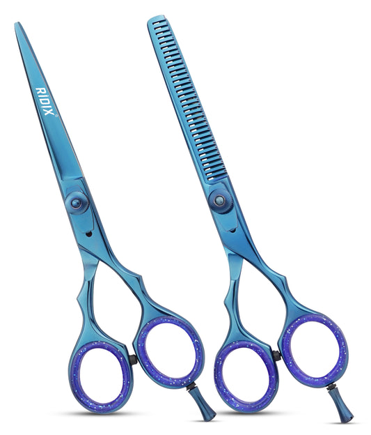 RIDIX ZENCUT Professional pair of barber & thinning blue color hair scissors