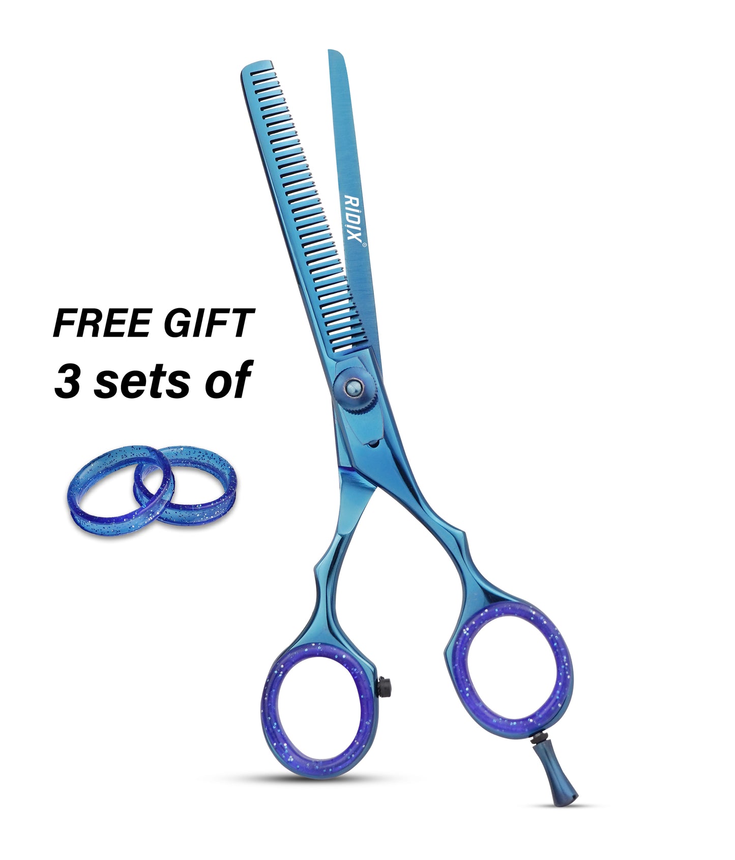 RIDIX ZENCUT Professional pair of barber & thinning blue color hair scissors