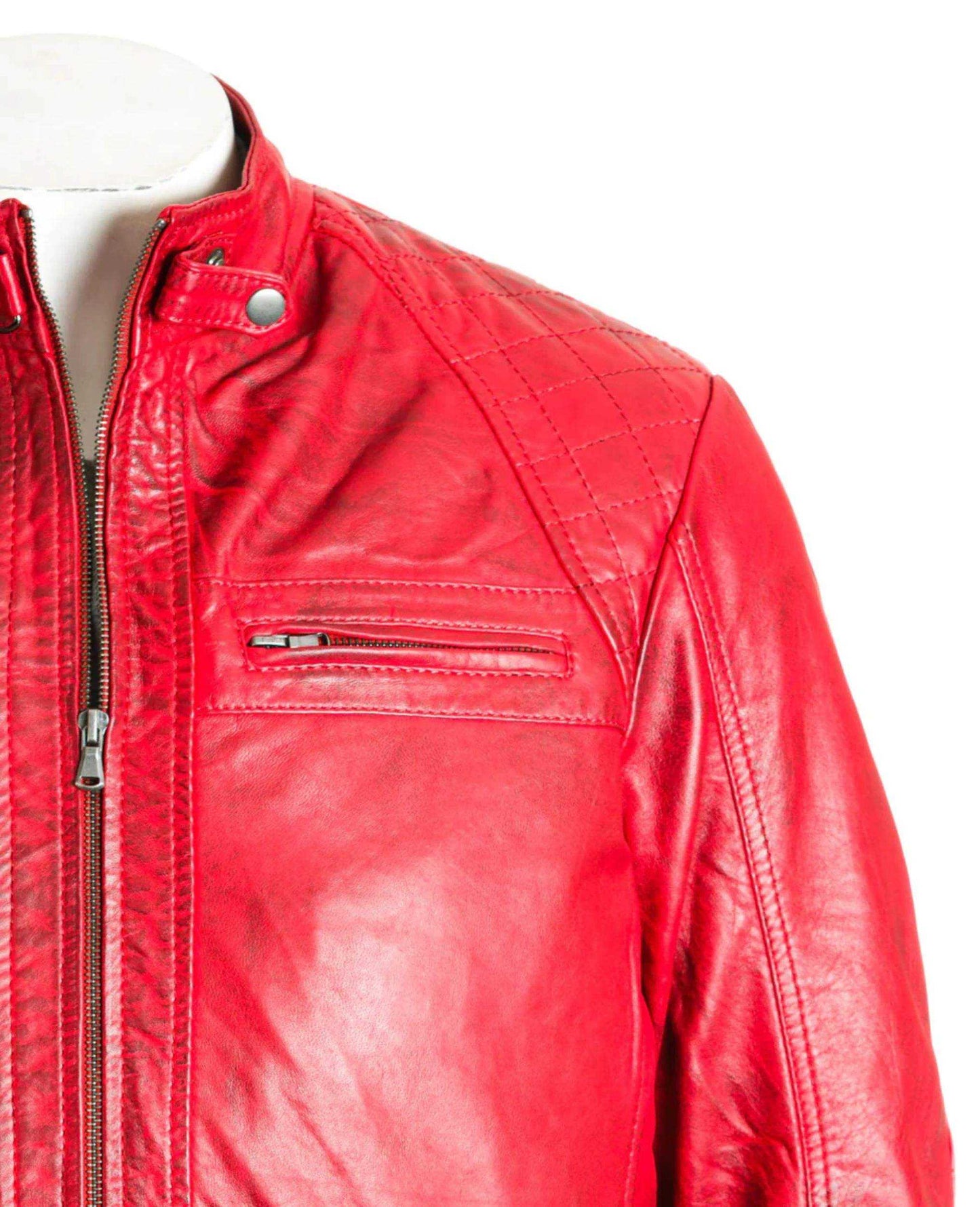 Men's Classic Red Leather Biker Jacket – Premium Lambskin