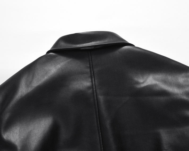 Men's Classic Black Faux Leather Bomber Jacket