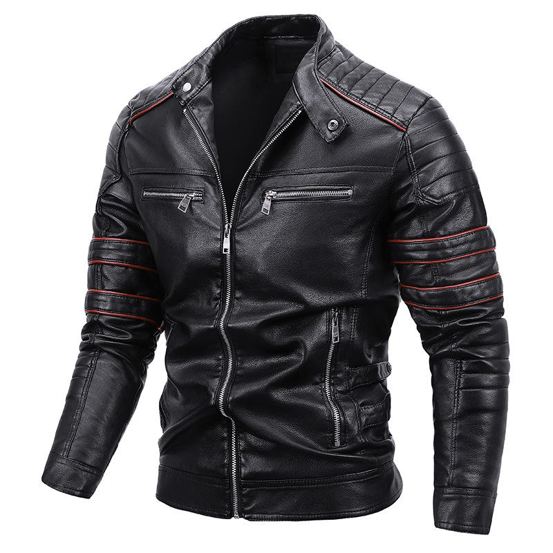 Men’s Black Leather Biker Jacket – Slim Fit Moto Style