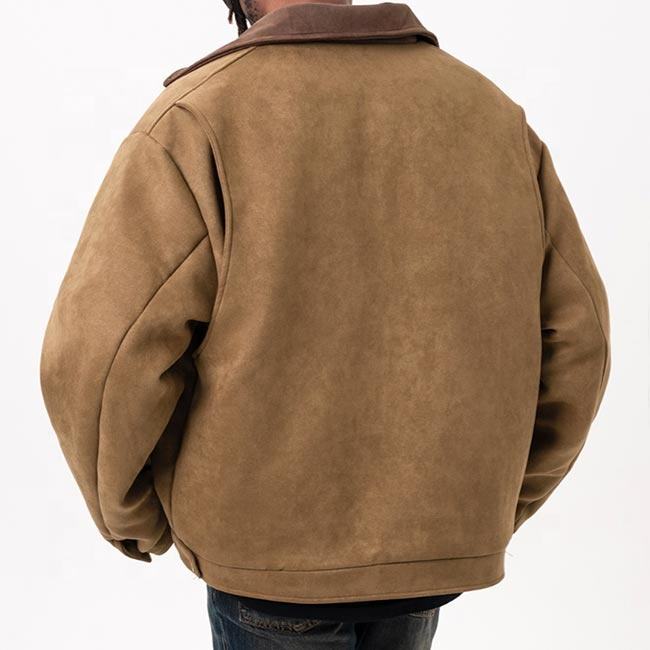 Men's Two-Tone Suede Bomber Jacket - Casual Urban Style