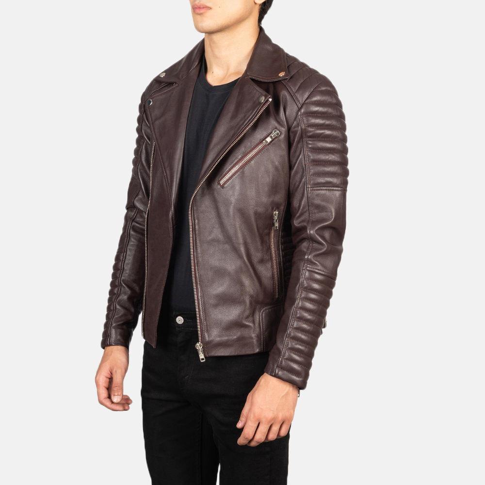 Classic Brown Leather Moto Jacket