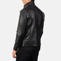 Men’s Classic Black Leather Jacket – Moto Style
