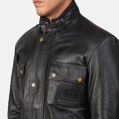 Men’s Classic Black Leather Jacket – Moto Style