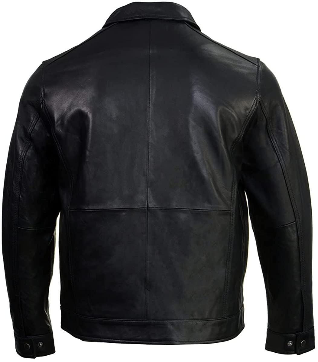 Classic Black Leather Zip-Up Jacket
