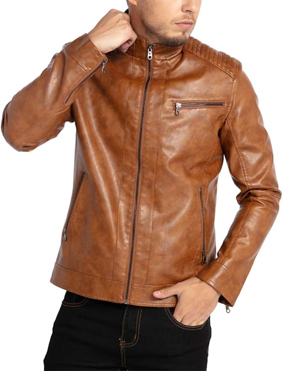 Men's Premium Light Brown Leather Jacket Stylish & Durable Street Wear
