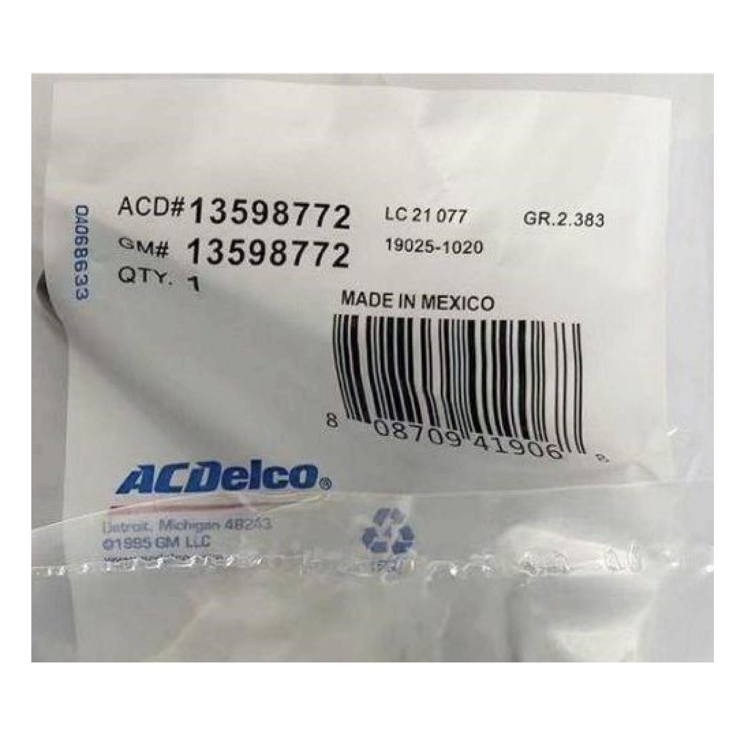 ACDelco GM Original Equipment 13598772 Tire Pressure Monitoring System (TPMS) Sensor Kit with Sensor, Stem, Bolt, and Cap