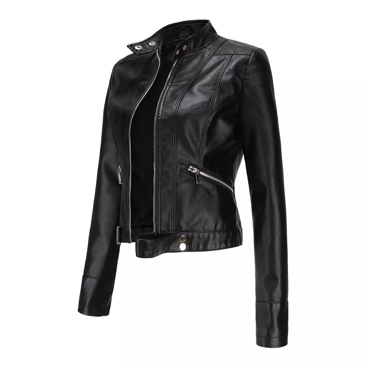 RIDIX Women Pure Genuine Lambskin Black Leather Jacket Motorcycle Biker Jacket AU-041
