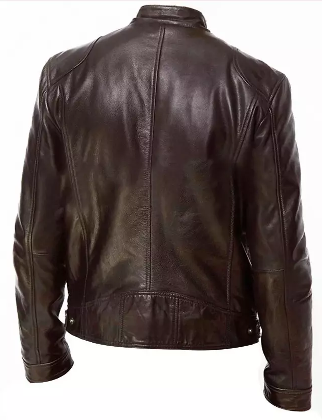 RIDIX Cafe Racer Men Biker Leather Jacket Black & Brown Soft Sheep Skin Leather