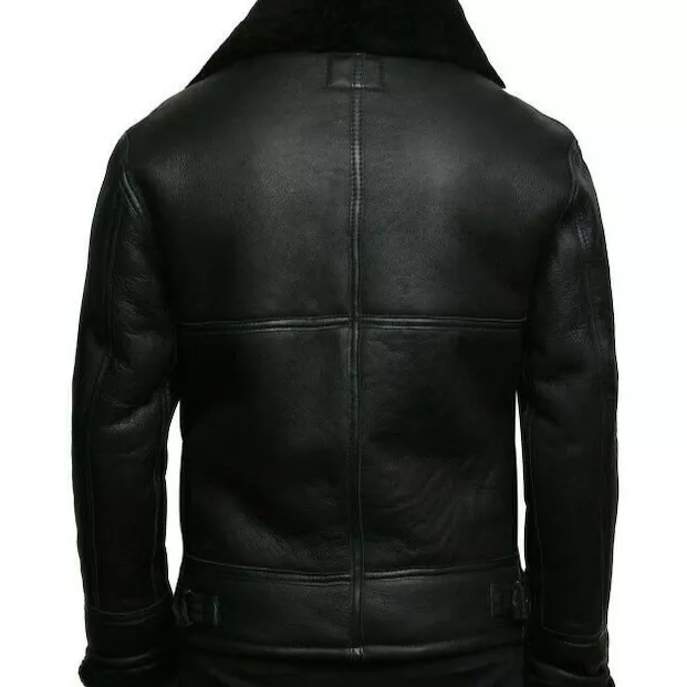 Women B3 Bomber RAF Black Aviator Flying Fur Real Sheepskin Leather Fur Jacket