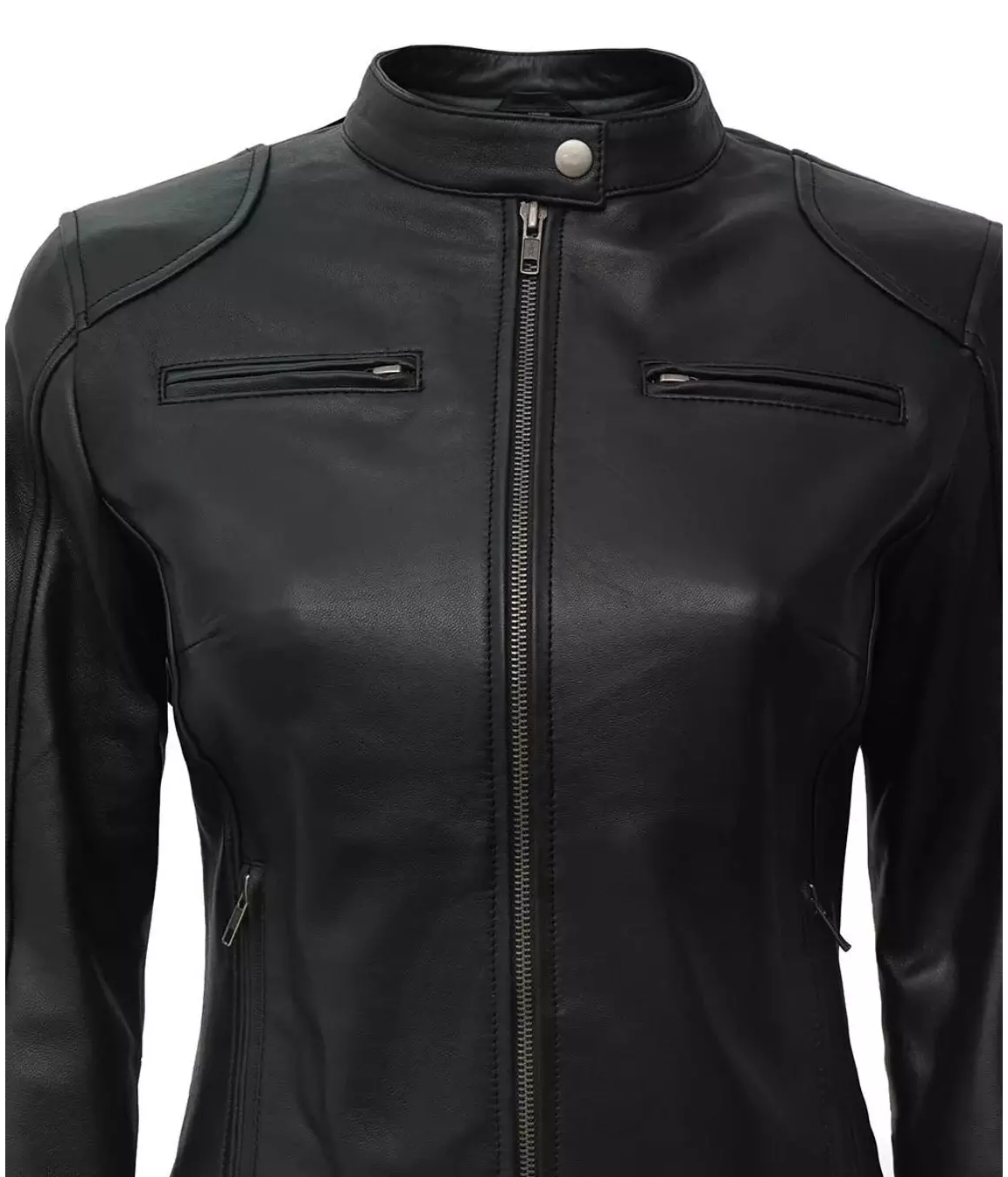 RIDIX Women Leather Jacket Black Biker Moto Pure Lambskin Leather Coat