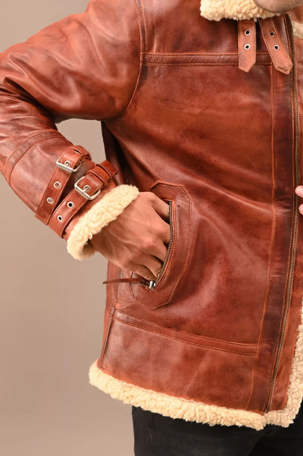 RIDIX MENS RAF B3 AVIATOR SHEEP SKIN LEATHER BOMBER WINTER FLYING PILOT JACKET COAT