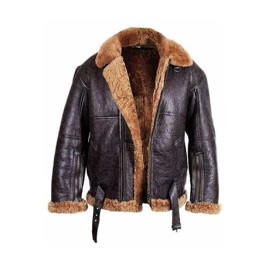RIDIX Men's Real Sheep Leather Bomber Fur Jacket RAF Aviator Pilot Flying Winter Coat