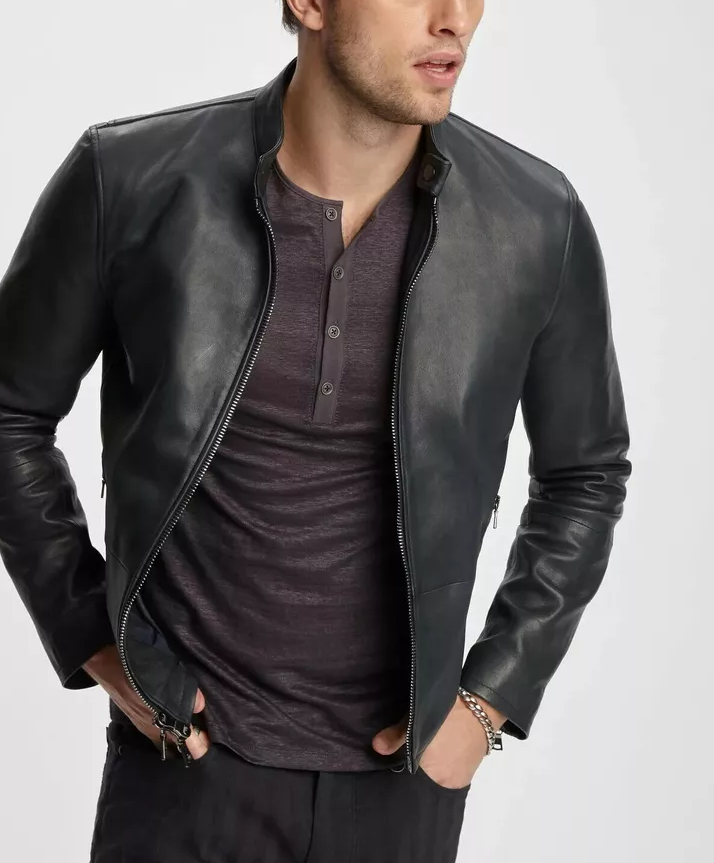 RIDIX Men Black Leather Jacket Pure Lambskin Biker Moto Racer Soft Leather Jacket New