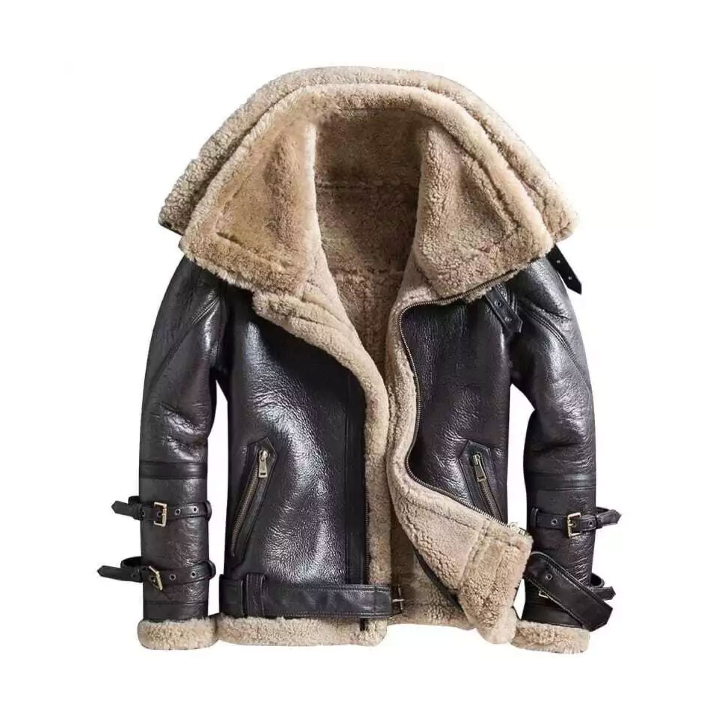 RIDIX Women B3 Bomber RAF Aviator Fly Shearling Fur Real Sheepskin Leather Jacket Coat