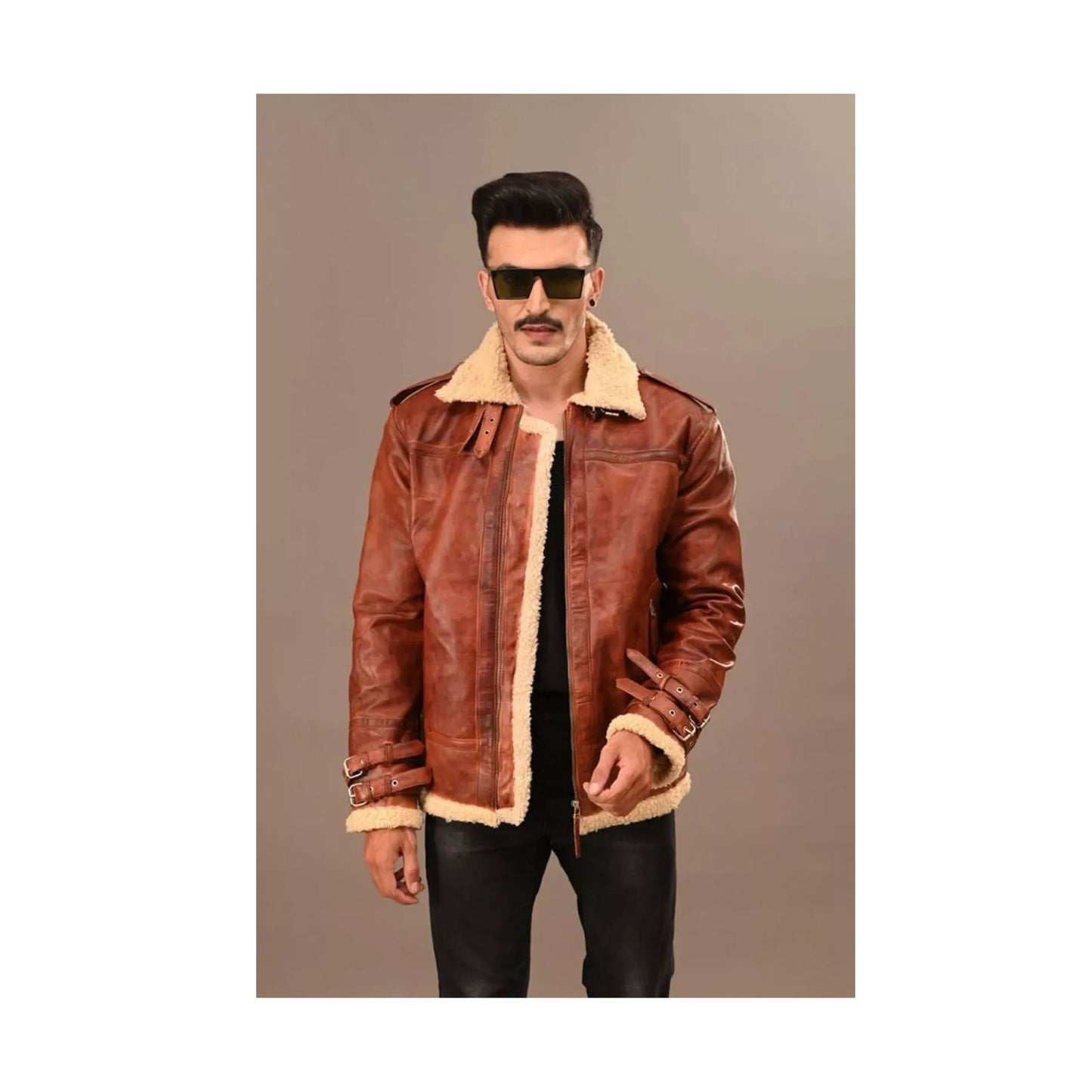 RIDIX MENS RAF B3 AVIATOR SHEEP SKIN LEATHER BOMBER WINTER FLYING PILOT JACKET COAT