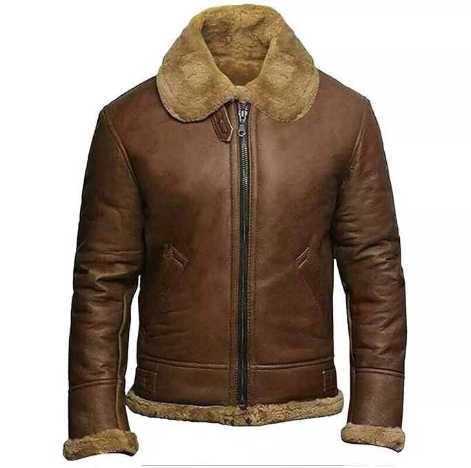 RIDIX MENS B3 RAF AVIATOR SHEEP SKIN LEATHER BOMBER WINTER FLYING PILOT JACKET COAT