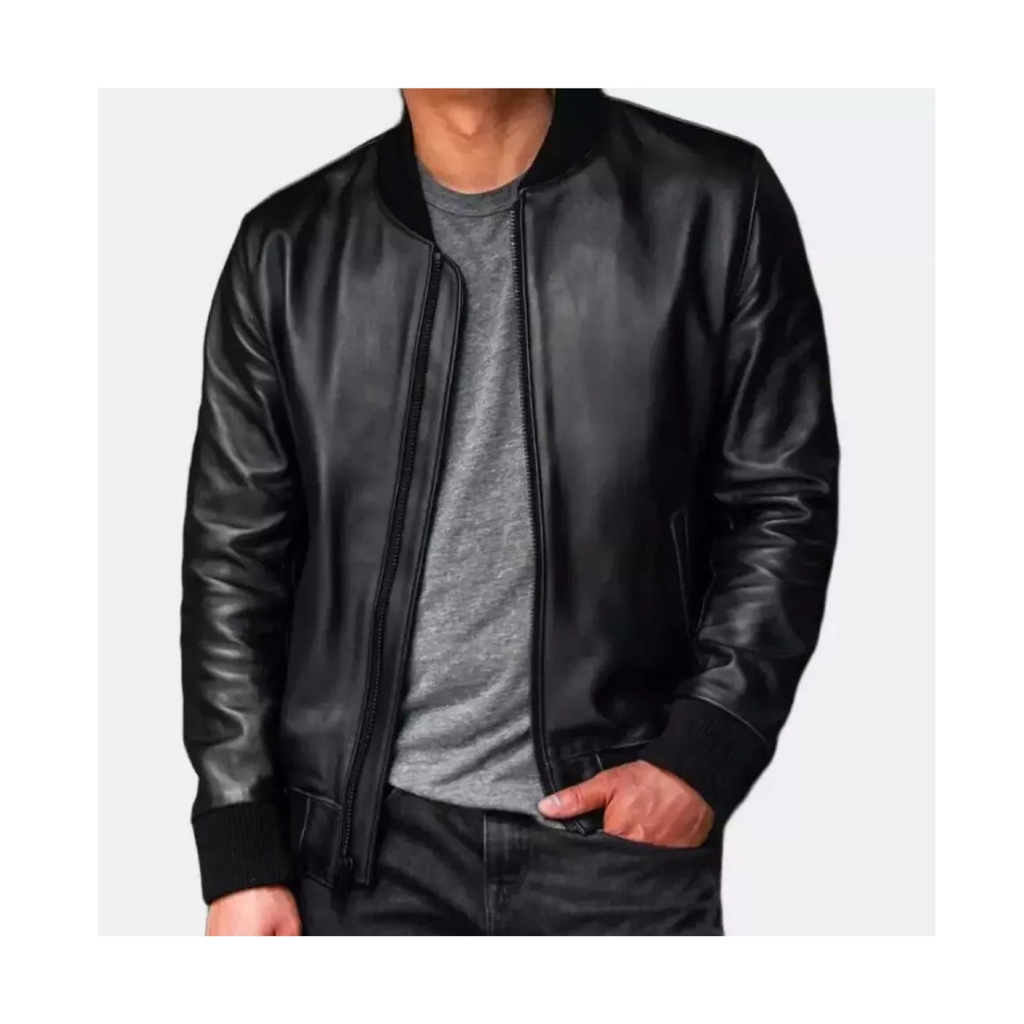 RIDIX New Black Leather Jacket Men Flight/Bomber Pure Lambskin Slim Size