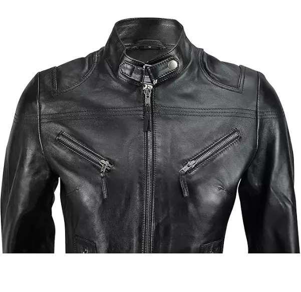RIDIX Women's Real Leather Super-Soft Café Racer Motorcycle Fashion Biker Jacket Black