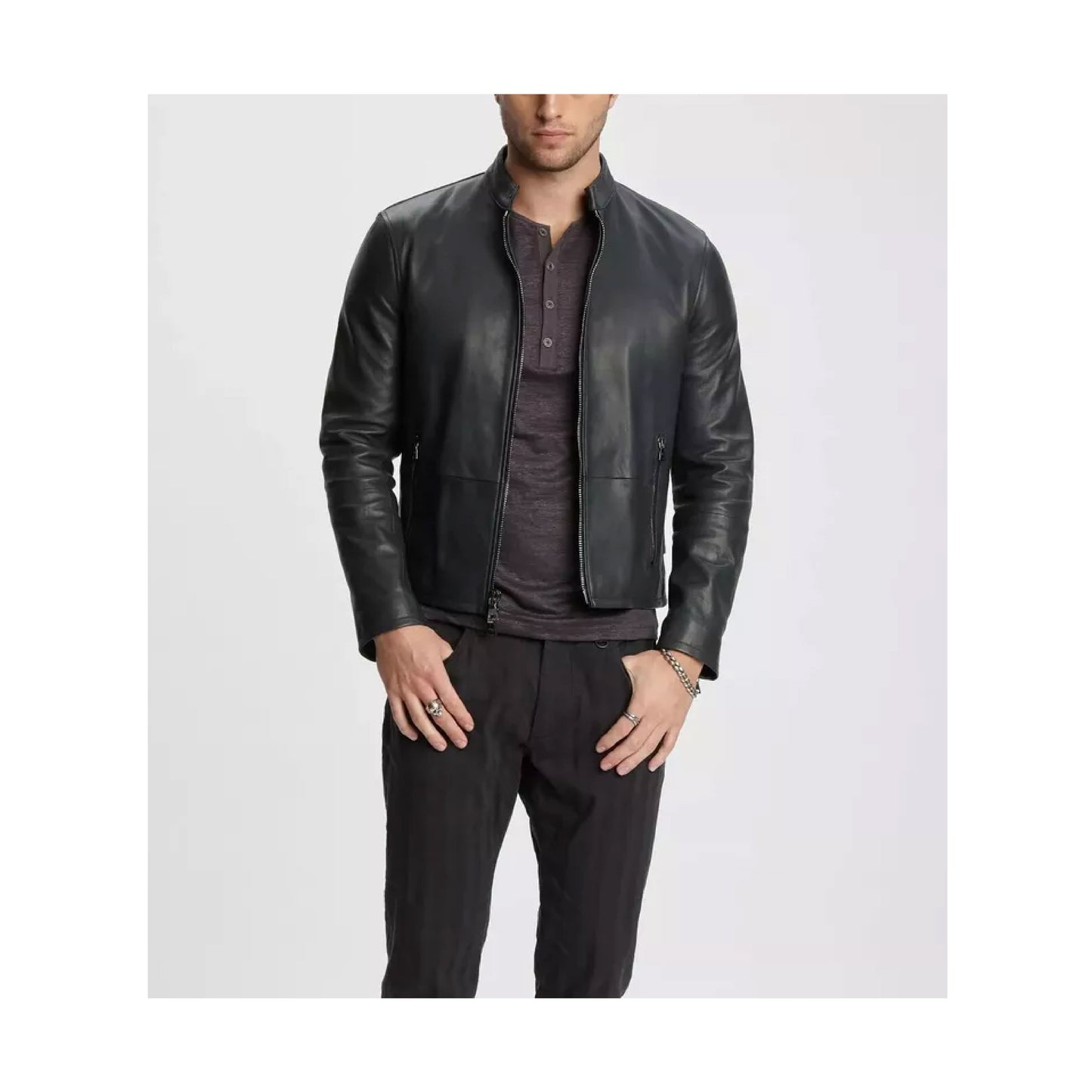 RIDIX Men Black Leather Jacket Pure Lambskin Biker Moto Racer Soft Leather Jacket New