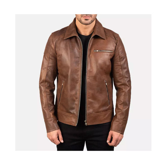 RIDIX Genuine handmade pure biker leather jacket for men's classic jacket in brown
