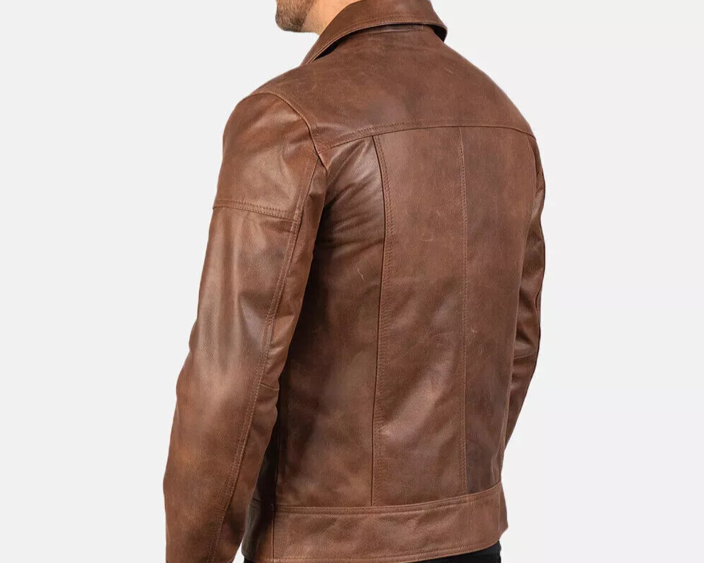 RIDIX Genuine handmade pure biker leather jacket for men's classic jacket in brown