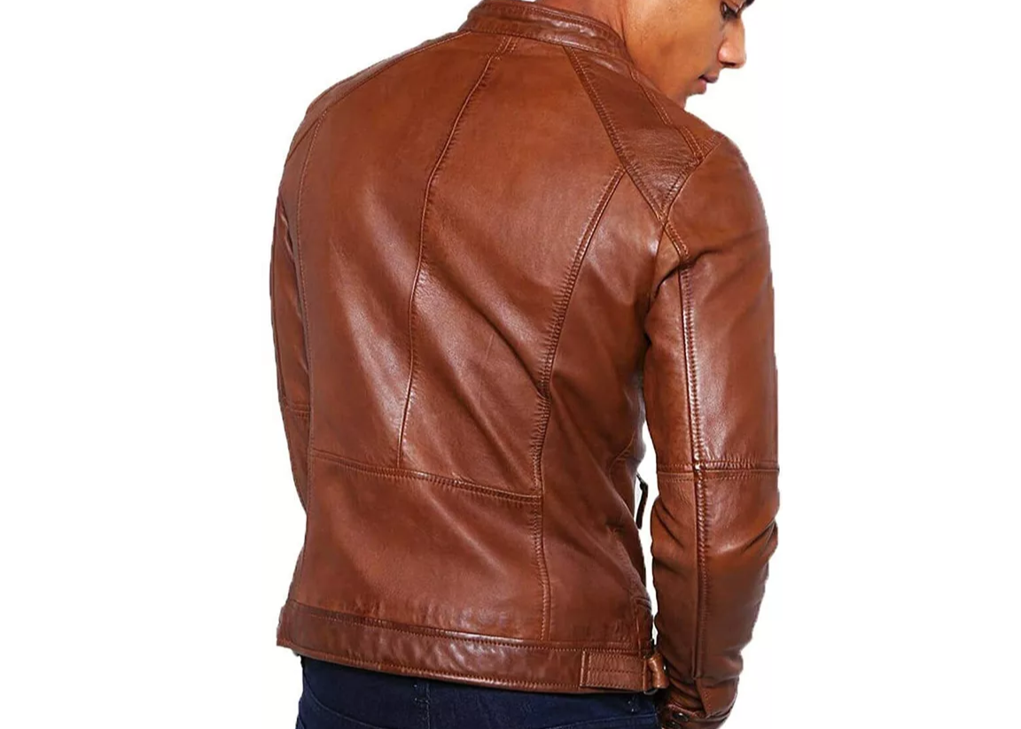 RIDIX Classic Men's Pure Lambskin Authentic Leather Jacket Biker Slim Coat Motorcycle