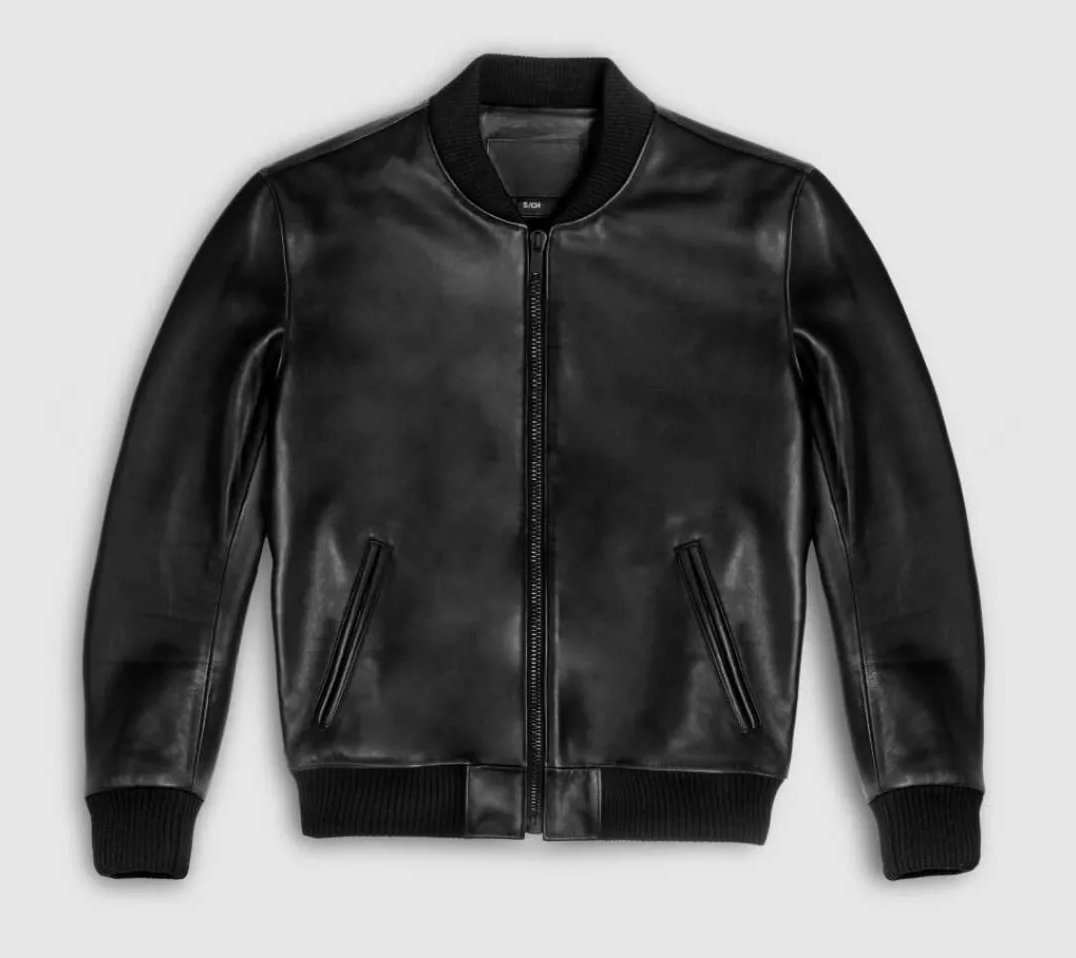RIDIX New Black Leather Jacket Men Flight/Bomber Pure Lambskin Slim Size