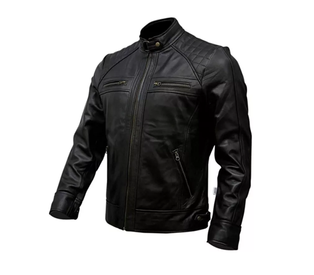 RIDIX MENS CAFE RACER BIKER MOTORCYCLE LEATHER JACKET BROWN GENUINE SHEEP LEATHER