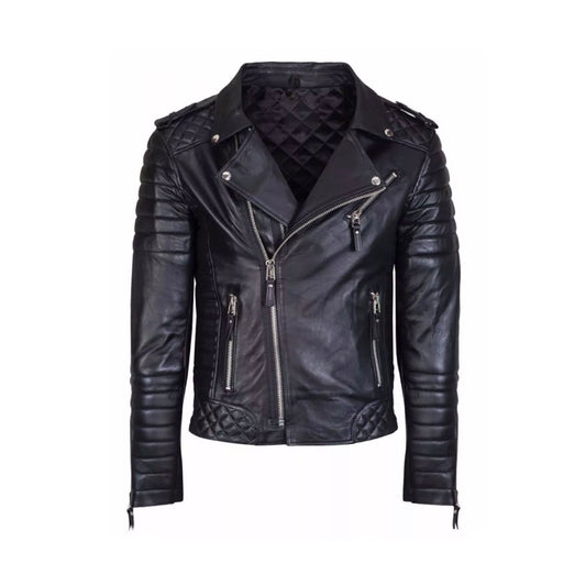 RIDIX MENS KAY MICHAEL GENUINE SHEEP LEATHER JACKET BLACK DIAMOND QUILTED SLIM FIT