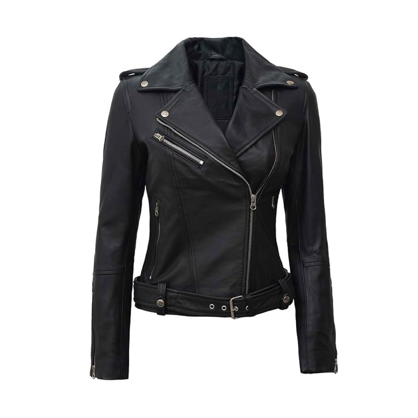 RIDIX Women's Black Jacket Soft Unique Slim Fit Biker Style Moto Real Leather Jacket