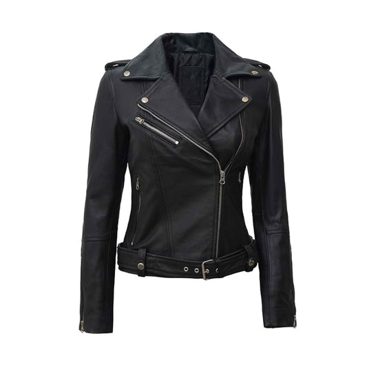 RIDIX Women's Black Jacket Soft Unique Slim Fit Biker Style Moto Real Leather Jacket