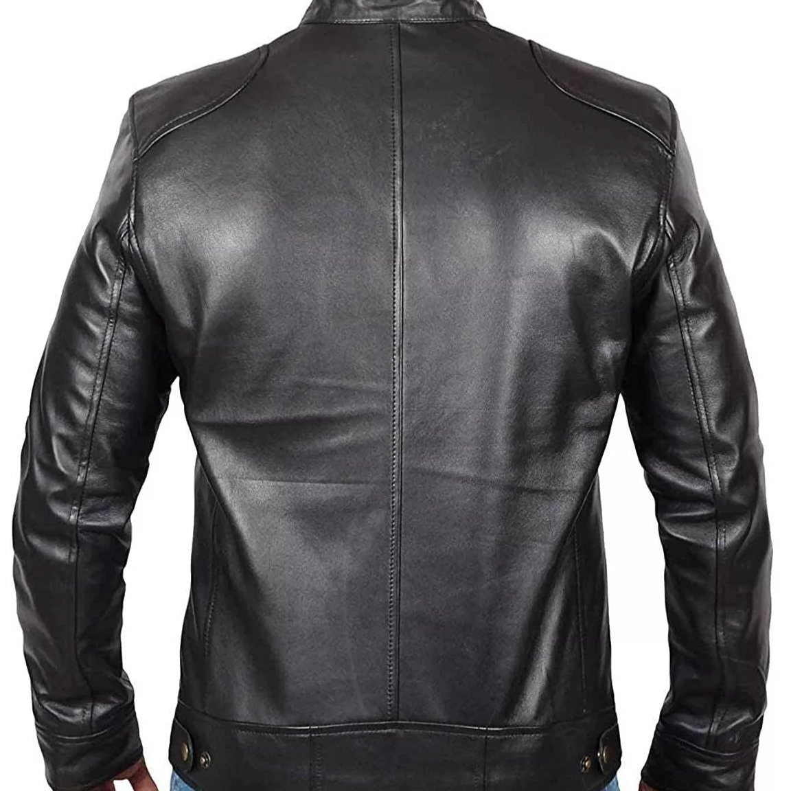 RIDIX Mens Leather Jacket - Cafe Racer Style Real Lambskin Leather Jacket Men