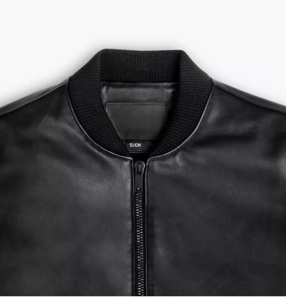 RIDIX New Black Leather Jacket Men Flight/Bomber Pure Lambskin Slim Size