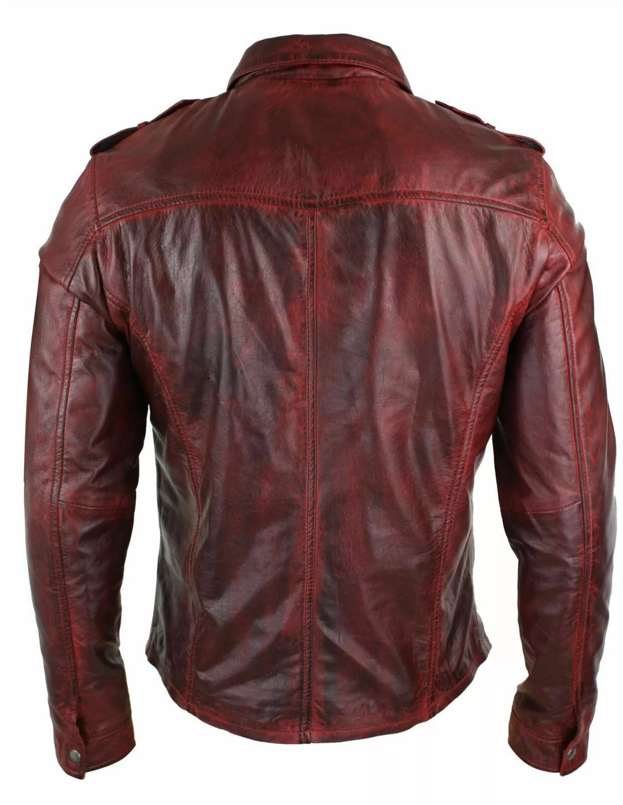 RIDIX New Men’s Shirt Jacket Burgundy Red Real Leather Soft Genuine Waxed Leather Shirt