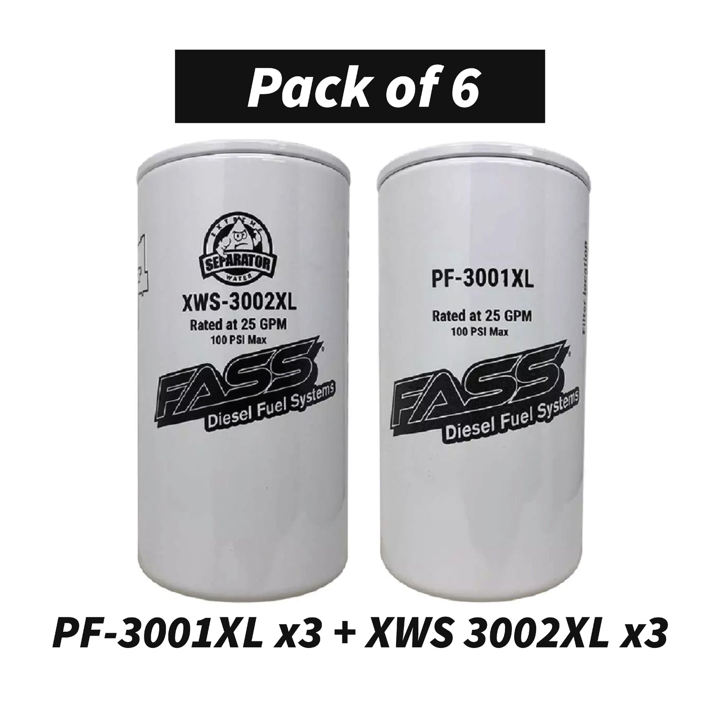 FASS Titanium Series Fuel Filter Package XWS-3002XL / PF-3001XL Set of 6