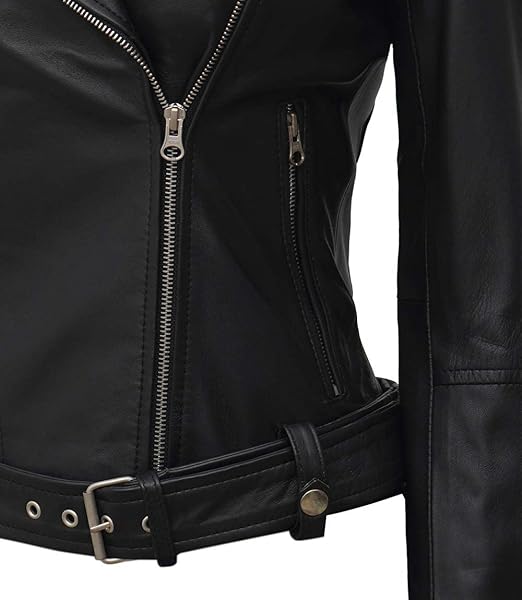 RIDIX Women's Black Jacket Soft Unique Slim Fit Biker Style Moto Real Leather Jacket