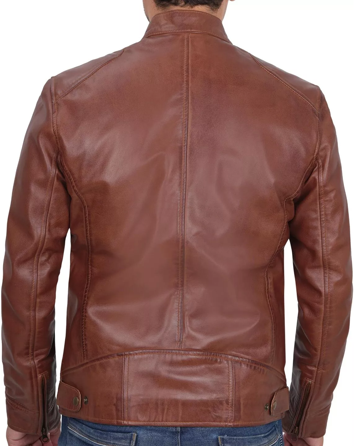 RIDIX Mens Leather Jacket - Cafe Racer Style Real Lambskin Leather Jacket Men