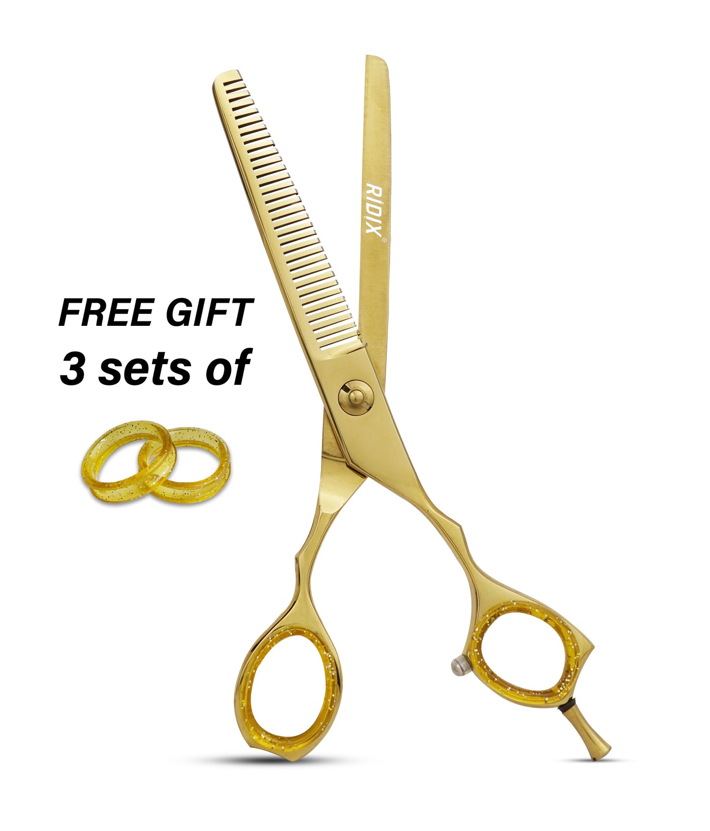 RIDIX ERGO RING Professional Gold & Black Gold Thinning scissors