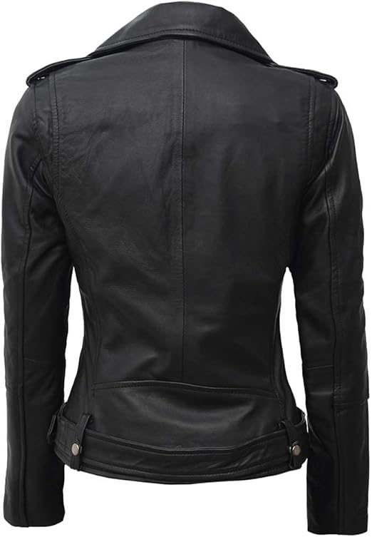RIDIX Women's Black Jacket Soft Unique Slim Fit Biker Style Moto Real Leather Jacket
