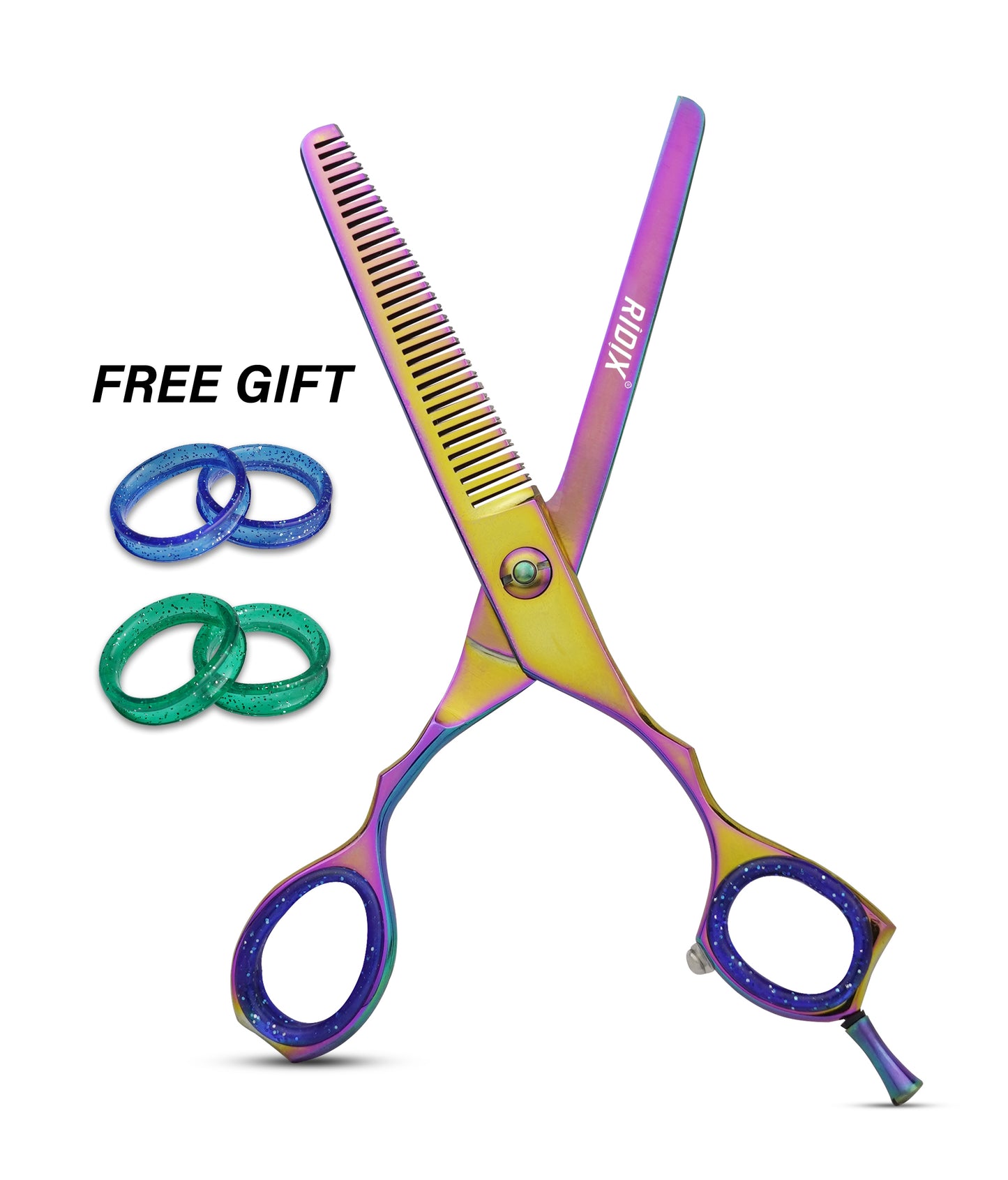 RIDIX ERGO RING Premium blue & Multi colors Thinning scissors