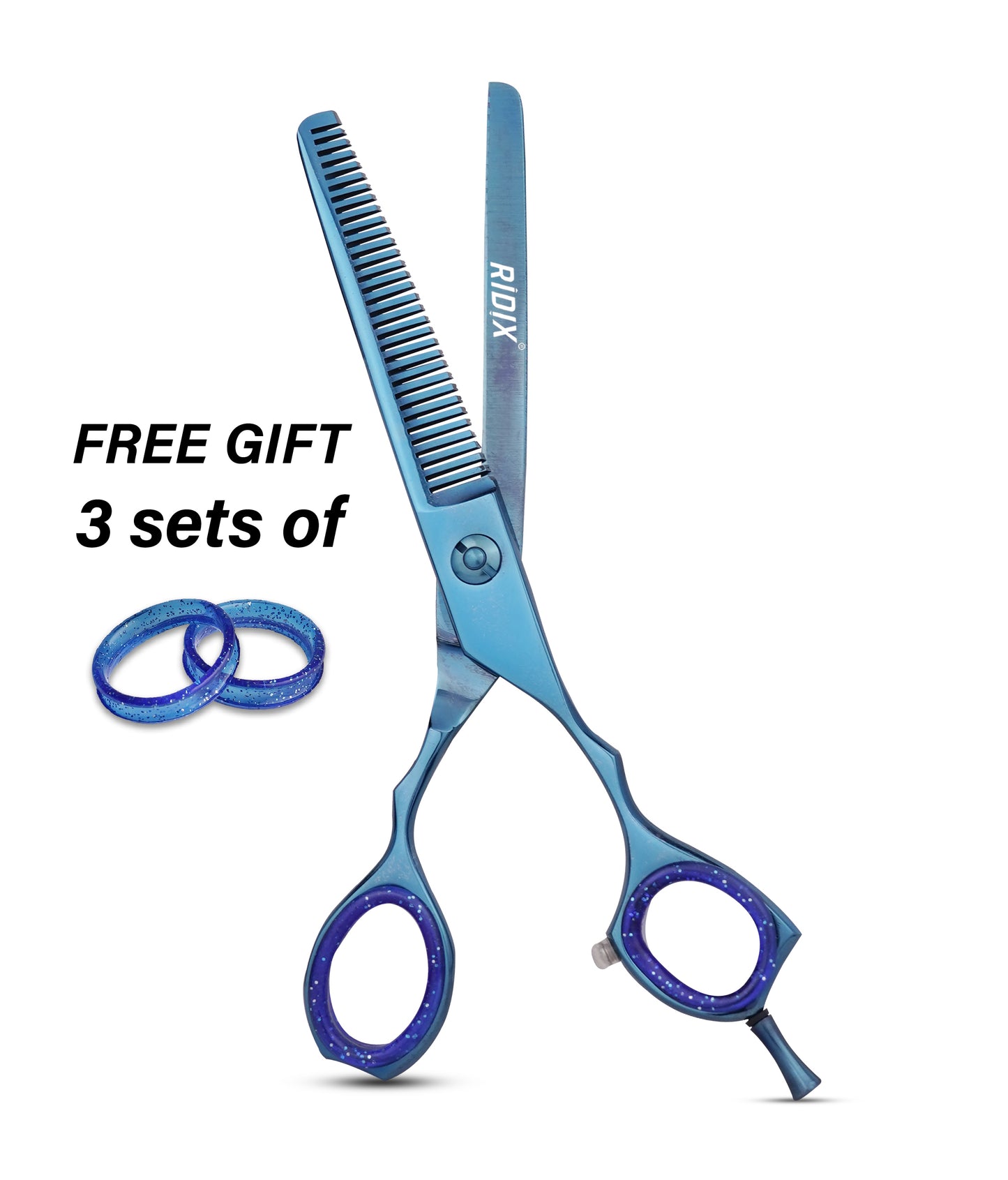 RIDIX ERGO RING Premium blue & Multi colors Thinning scissors
