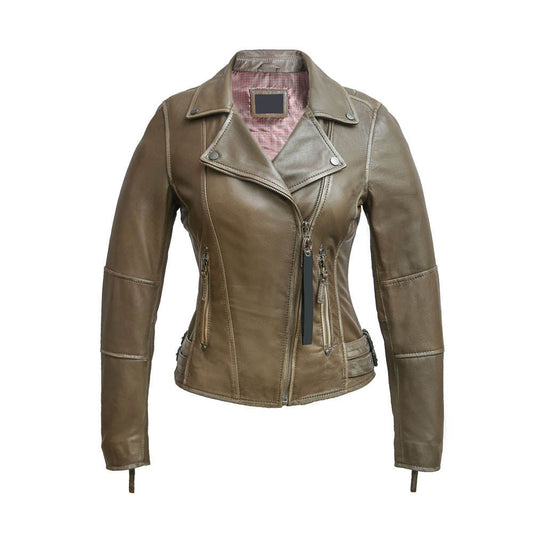 Premium Leather Moto Jacket for Women - Classic & Stylish Outerwear