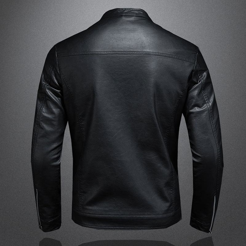 Men’s Classic Black Faux Leather Biker Jacket - Slim Fit, Casual & Stylish