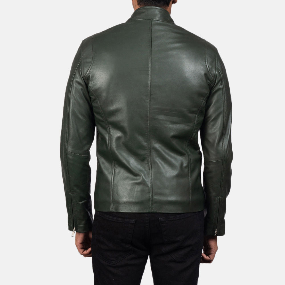 Men’s Premium Green Leather Jacket – Stylish & Modern Fit